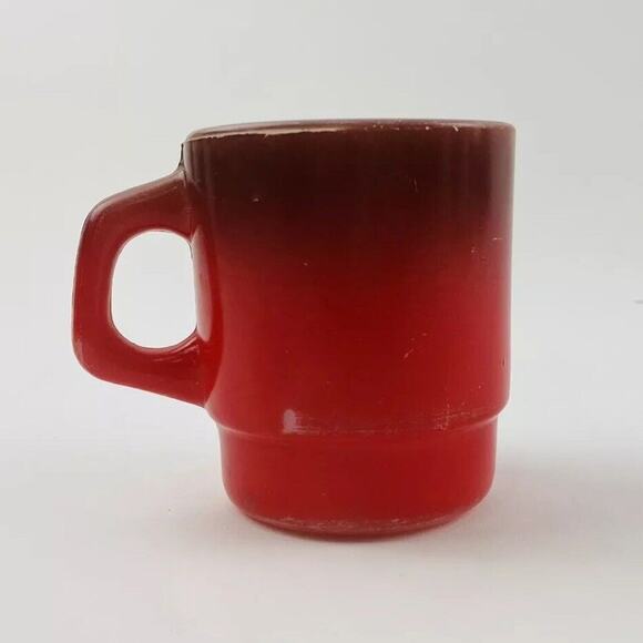 Vintage Mid Century Anchor Hocking Fire King Red Ombre Ceramic Mug 67 Stacking D - Picture 10 of 10